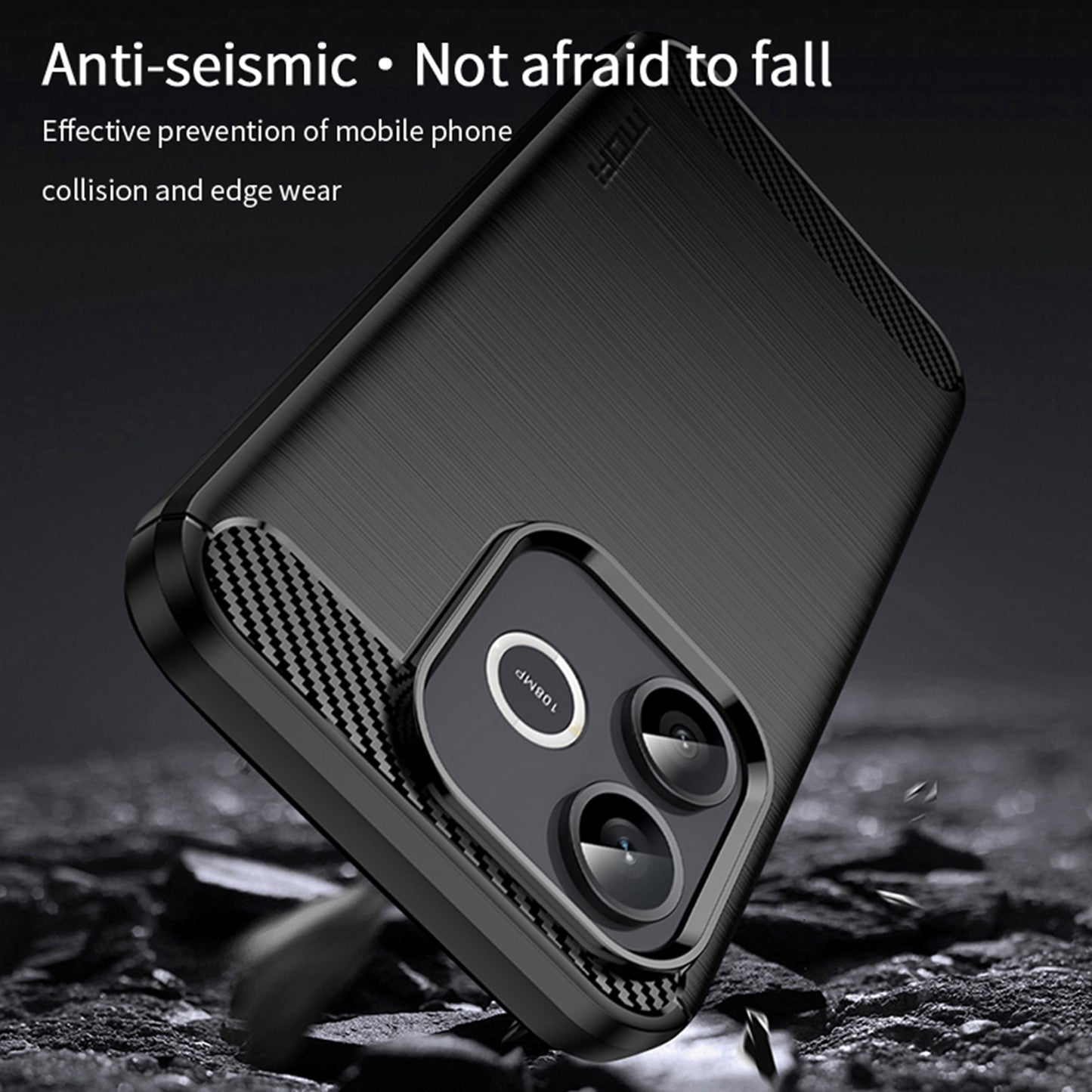 Mofi For Honor 600 Lite 5G Back Cover Brushed Texture Carbon Fiber Soft TPU Case
