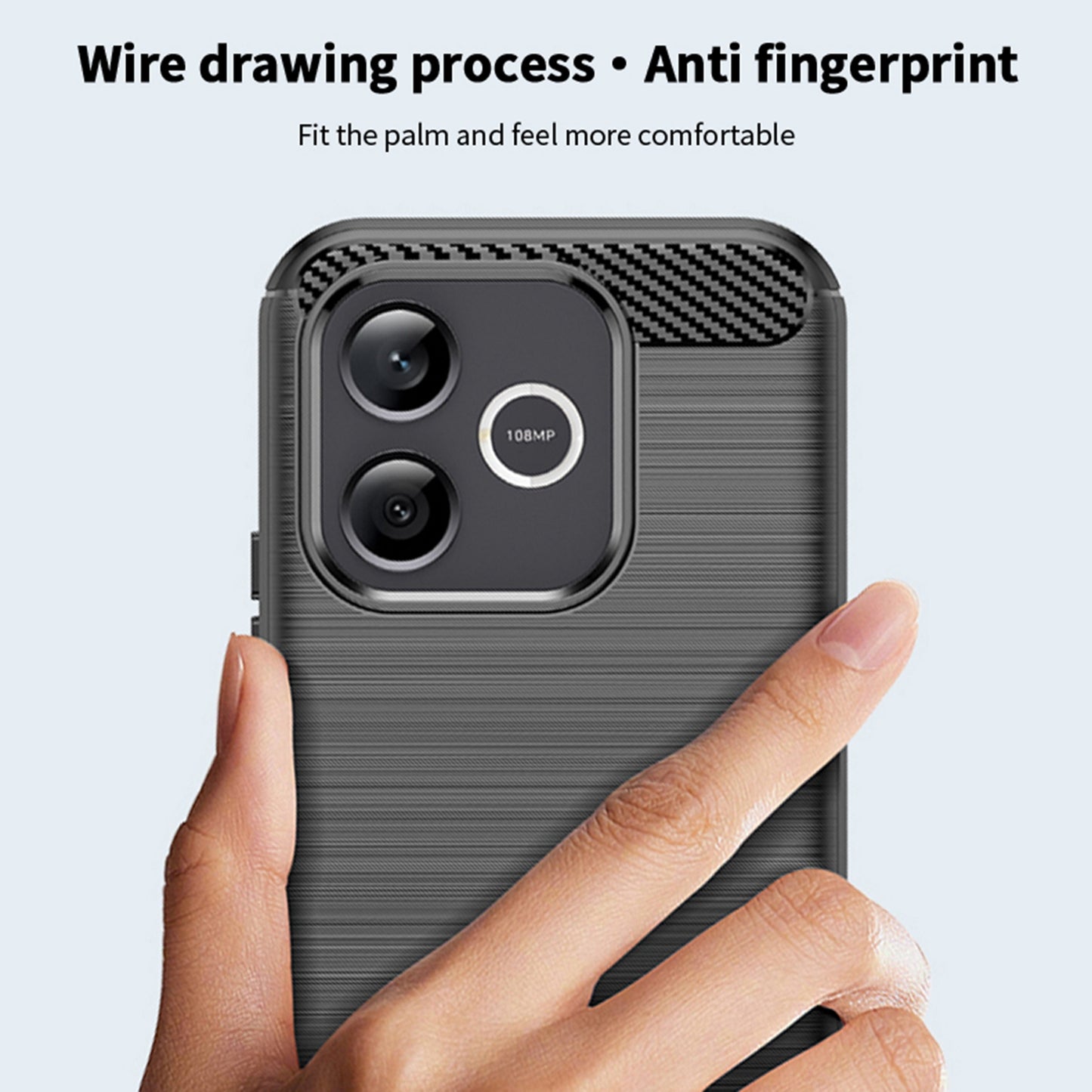 Mofi For Honor 600 Lite 5G Back Cover Brushed Texture Carbon Fiber Soft TPU Case