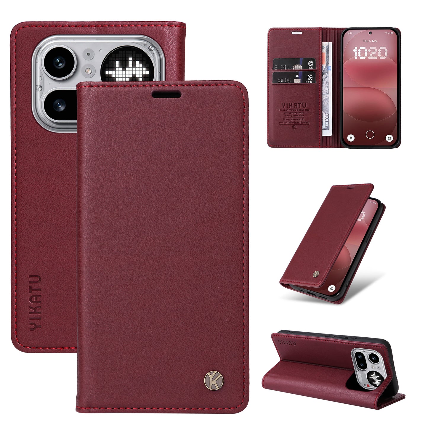 YIKATU For Nothing Phone (4a) Pro YK-001 Phone Cases Magnetic Closure PU Leather Mobile Cover
