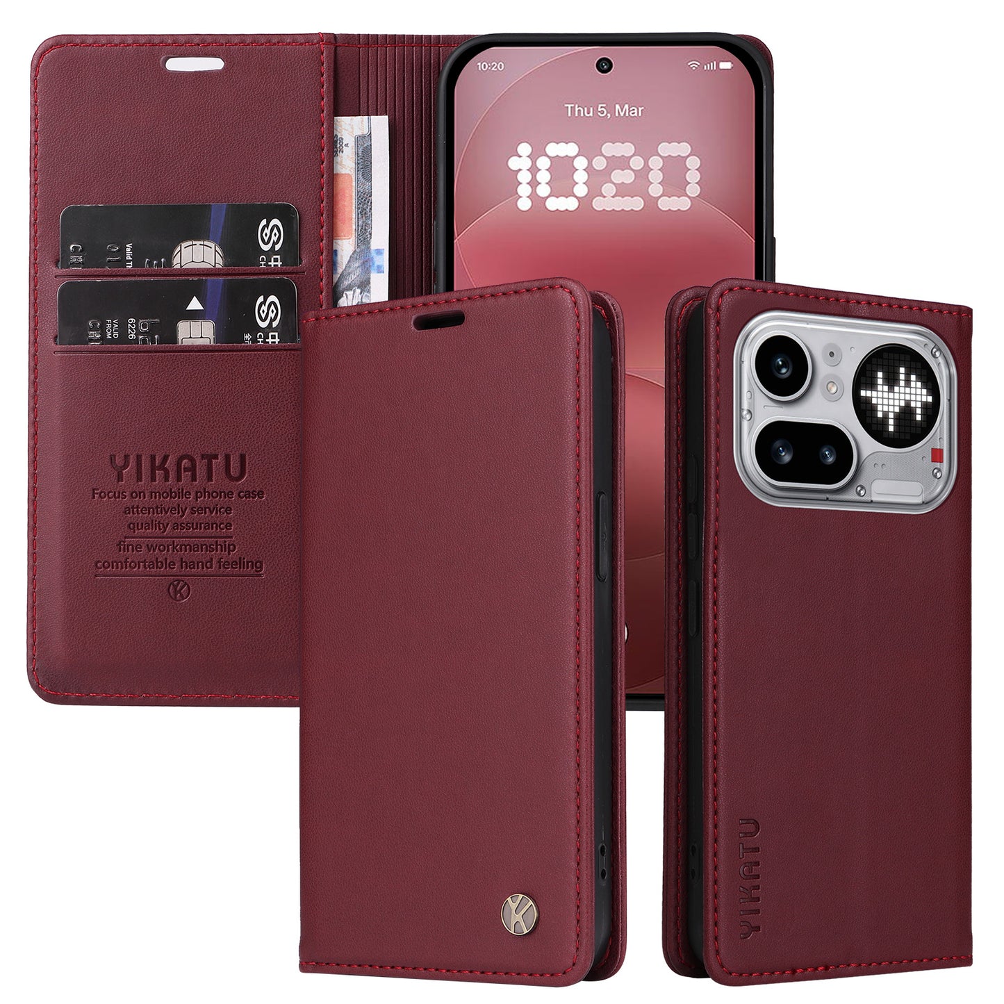 YIKATU For Nothing Phone (4a) Pro YK-001 Phone Cases Magnetic Closure PU Leather Mobile Cover