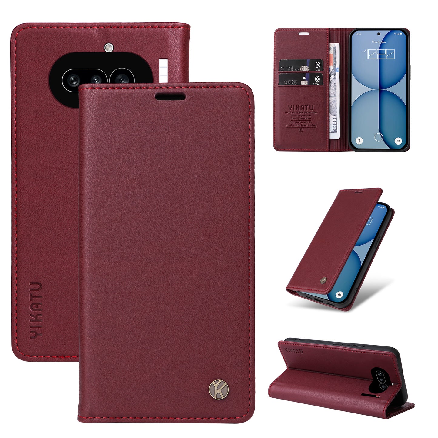 YIKATU For Nothing Phone (4a) YK-001 Phone Cases Magnetic Closure PU Leather Mobile Cover