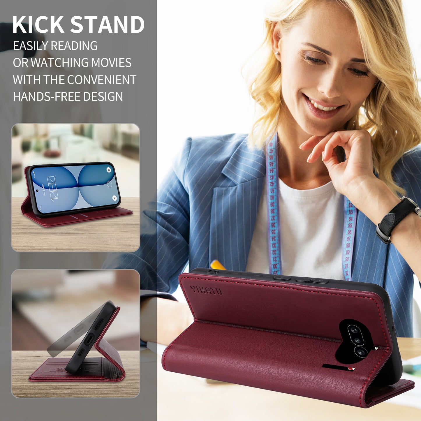 YIKATU For Nothing Phone (4a) YK-001 Phone Cases Magnetic Closure PU Leather Mobile Cover