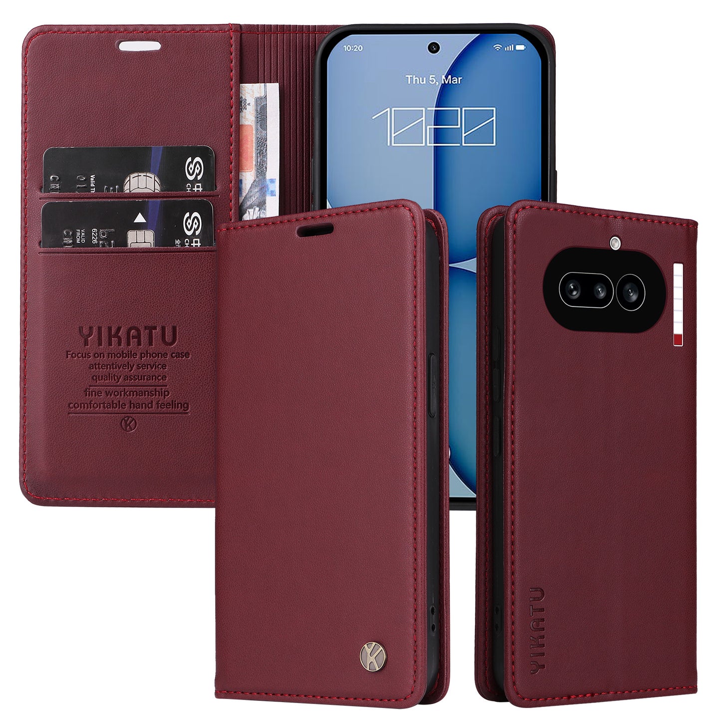 YIKATU For Nothing Phone (4a) YK-001 Phone Cases Magnetic Closure PU Leather Mobile Cover