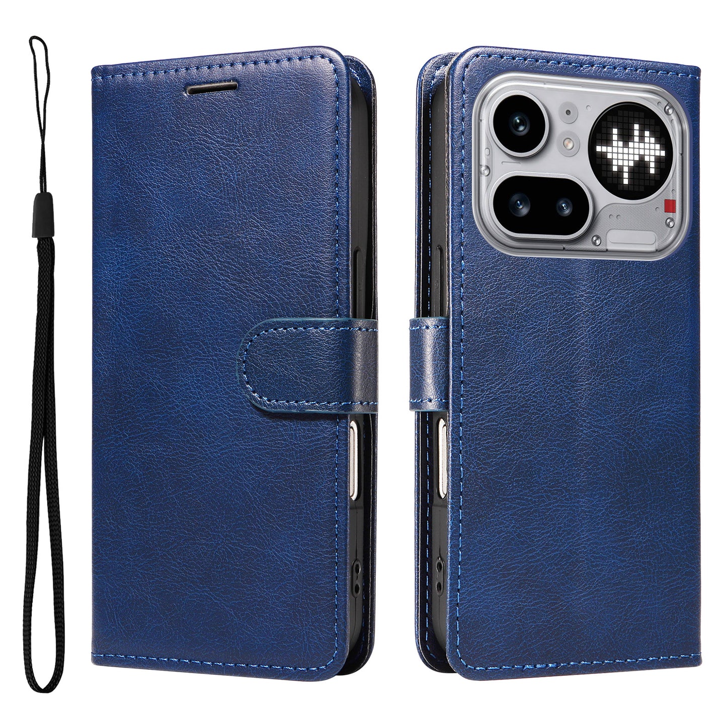 For Nothing Phone (4a) Pro Leather Wallet Case with Strap Solid Color Phone Stand Cover