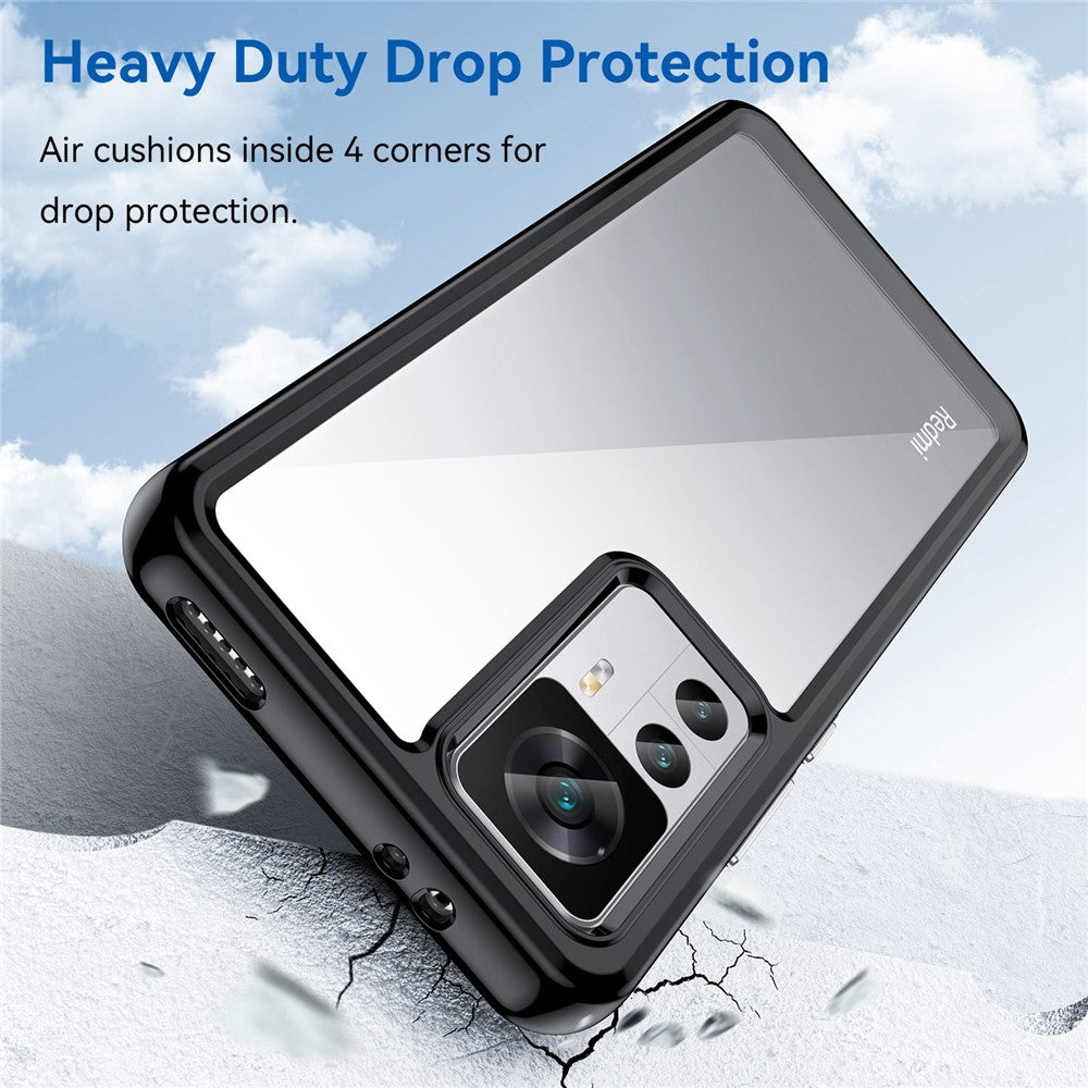 For Xiaomi 12T Pro 5G Phone Case, TPU Bumper+Acrylic Back Shockproof Protective Cover