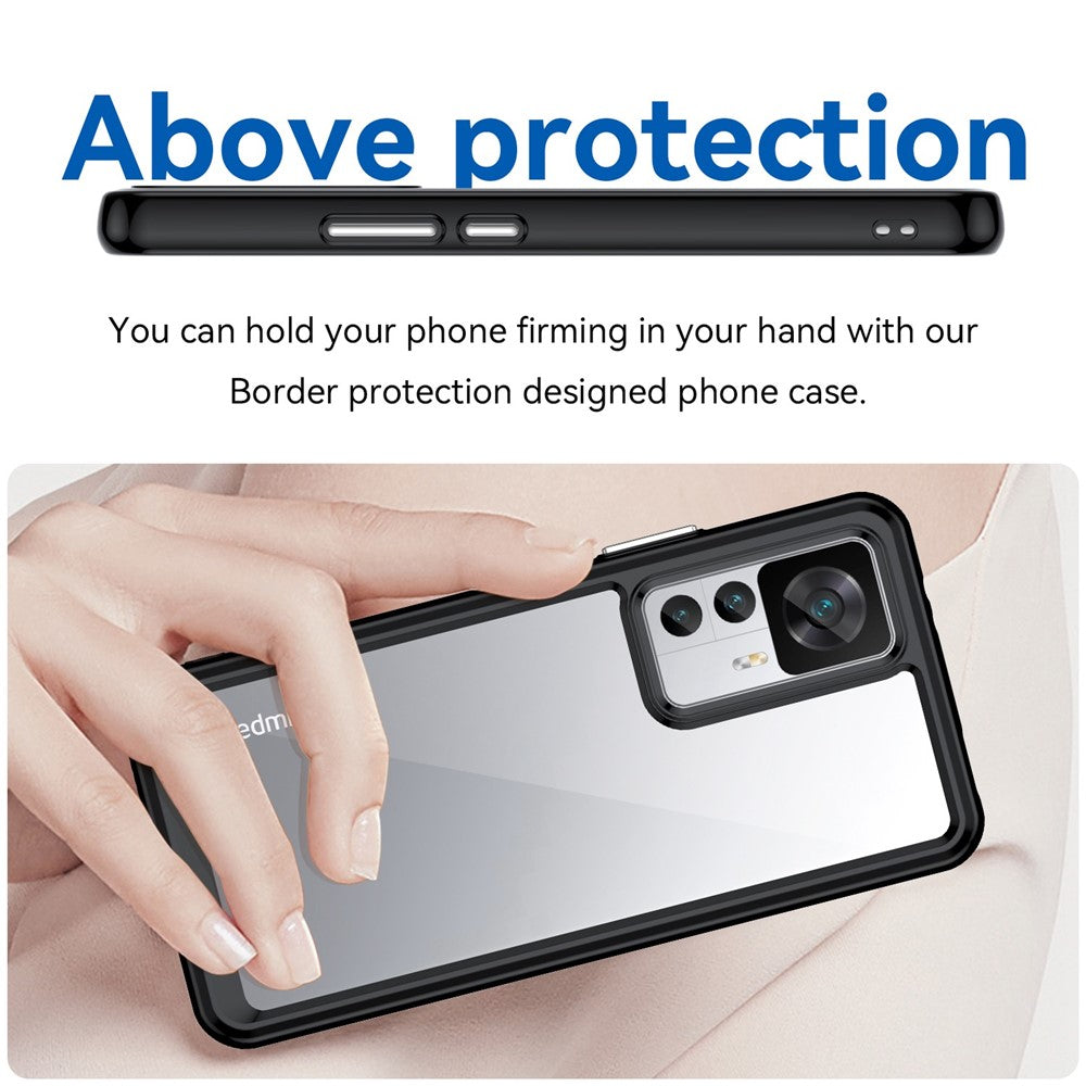 For Xiaomi 12T Pro 5G Phone Case, TPU Bumper+Acrylic Back Shockproof Protective Cover
