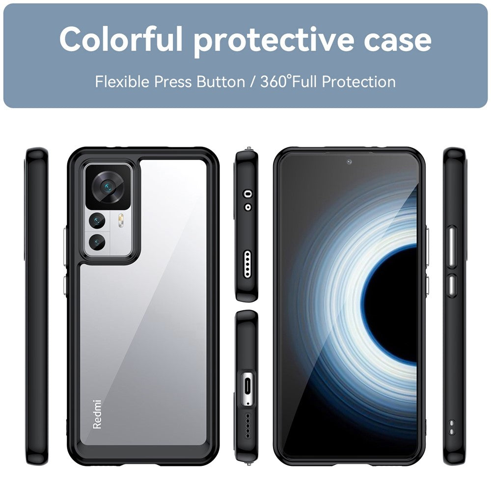 For Xiaomi 12T Pro 5G Phone Case, TPU Bumper+Acrylic Back Shockproof Protective Cover
