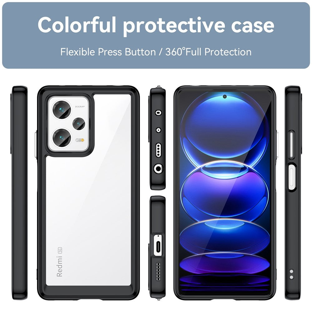 For Xiaomi Redmi Note 12 Pro+ 5G Phone Case, Drop-proof TPU Bumper+Acrylic Back Protective Cover