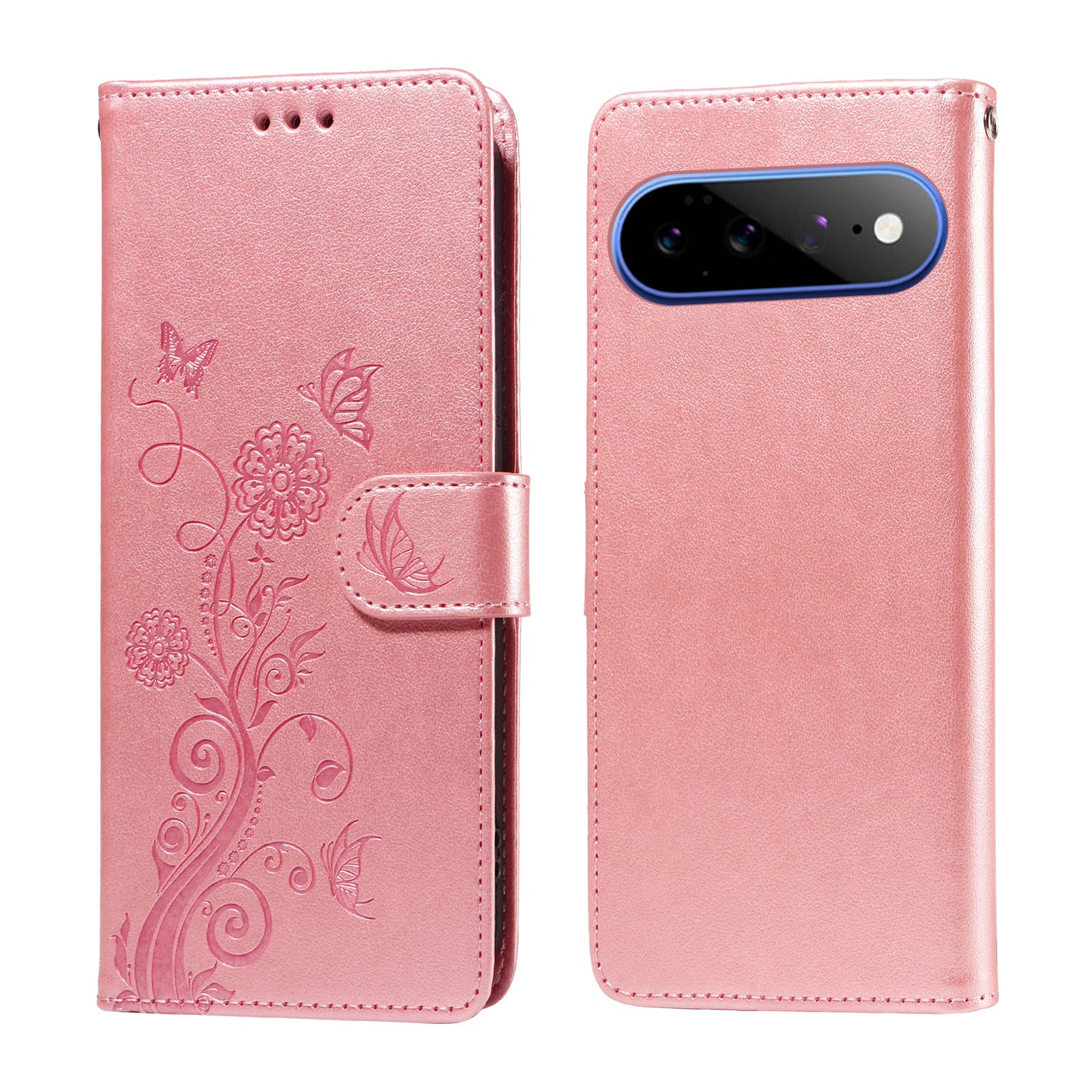 For Google Pixel 11 Pro XL Leather Case Butterfly Floral Imprint Wallet Stand Cover