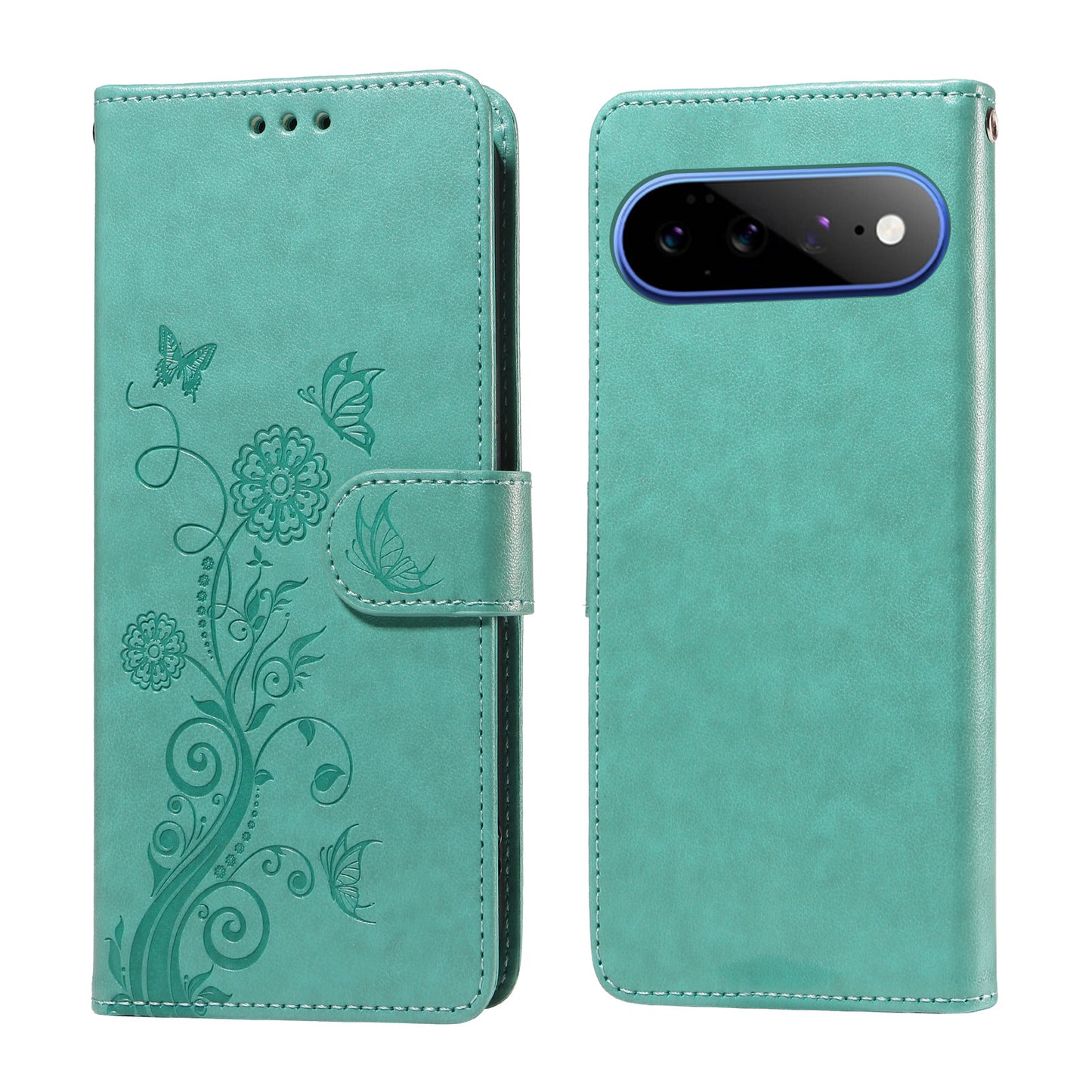 For Google Pixel 11 Pro XL Leather Case Butterfly Floral Imprint Wallet Stand Cover