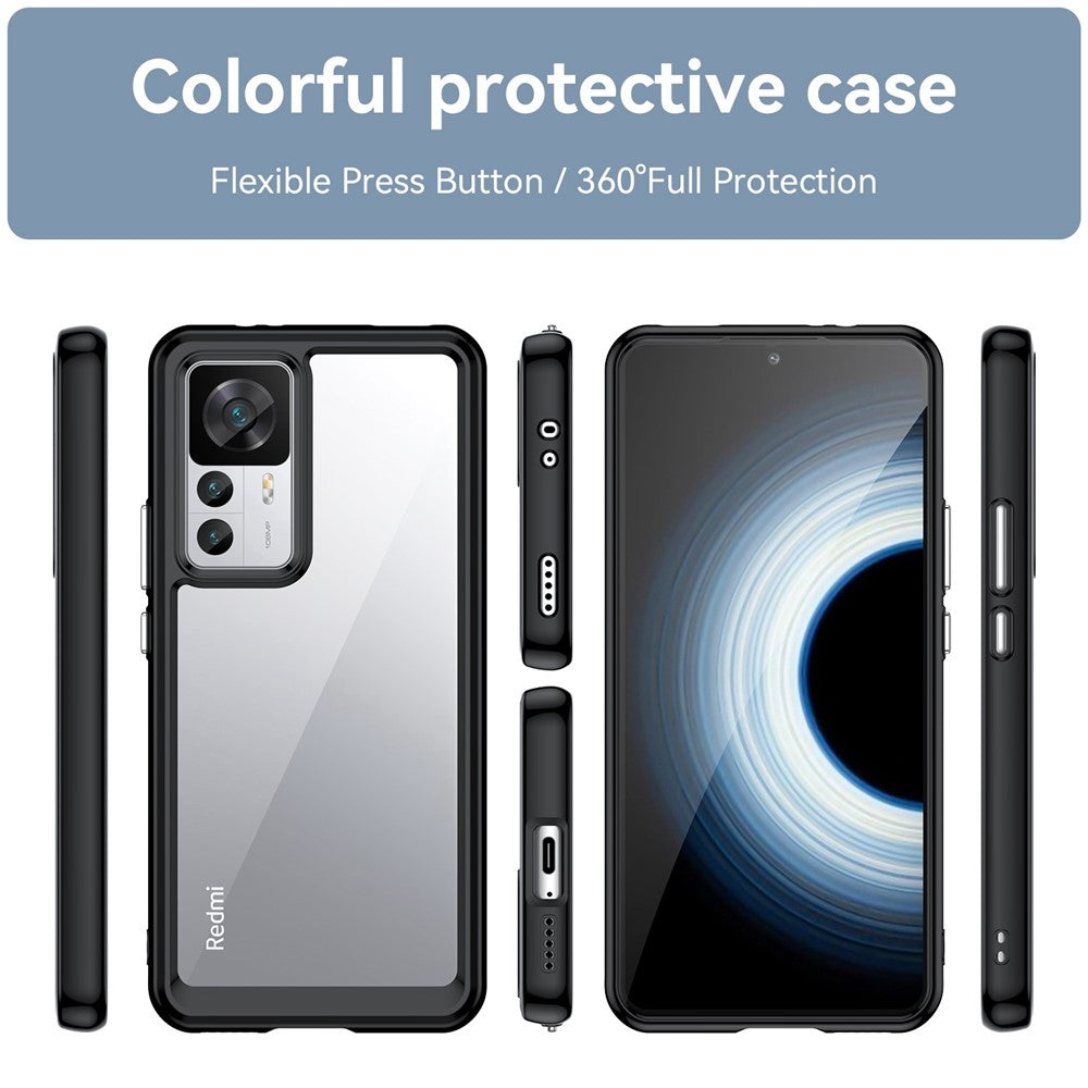 For Xiaomi 12T 5G Phone Case, Fall Proof Cellphone Shell TPU Bumper+Acrylic Back Protective Cover