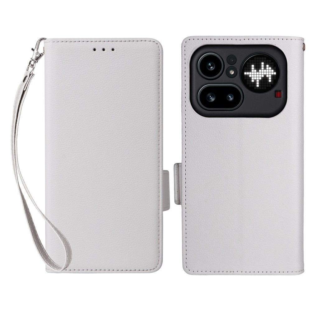 Nothing Phone (4a) Pro Wallet-Handyhülle – Aus PU-Leder & Litschi-Textur, mit Ständer & Tragegurt