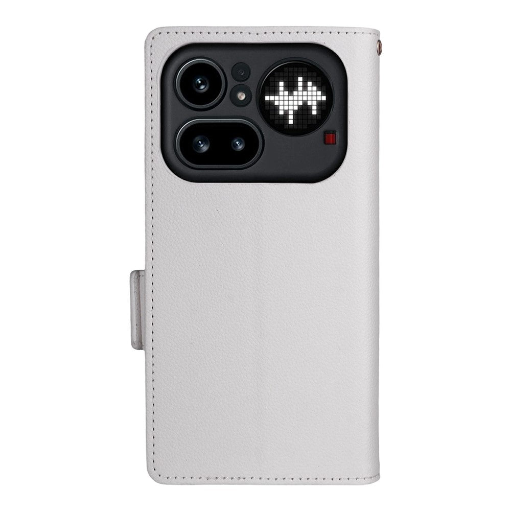 Nothing Phone (4a) Pro Wallet-Handyhülle – Aus PU-Leder & Litschi-Textur, mit Ständer & Tragegurt