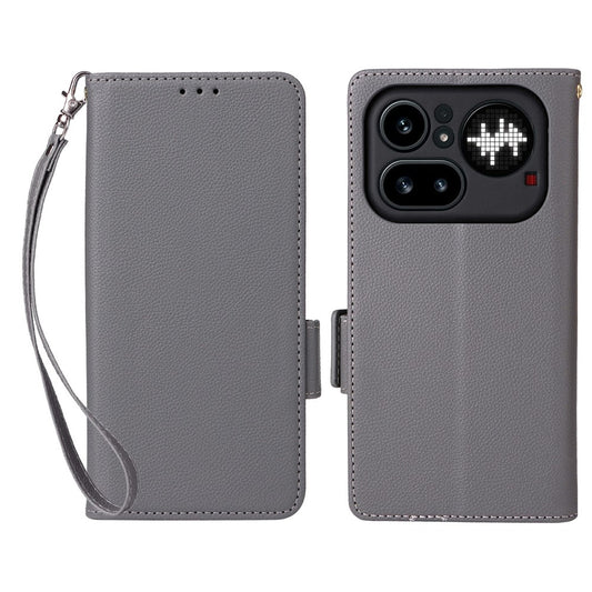 Nothing Phone (4a) Pro Wallet-Handyhülle – Aus PU-Leder & Litschi-Textur, mit Ständer & Tragegurt