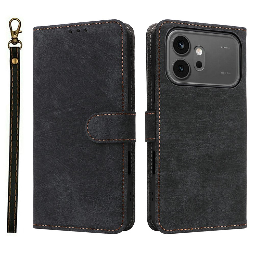 For Honor 600 5G  /  600 Pro 5G Case Wallet RFID Blocking PU Leather Phone Cover Stand with Strap