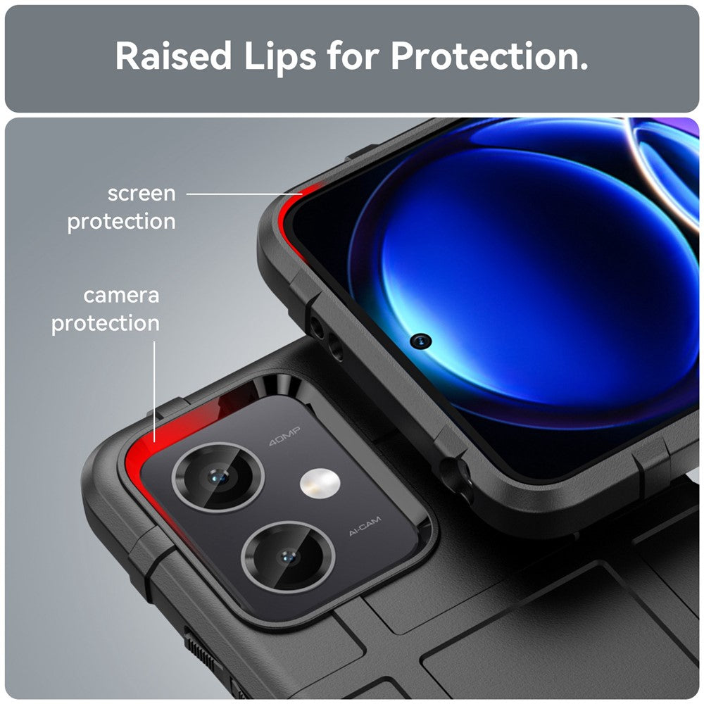 For Xiaomi Redmi Note 12 5G (Global) / (India) / (China) / Poco X5 5G Back Shell, Protective Phone Case Rugged Square Grid Texture Flexible TPU Cover