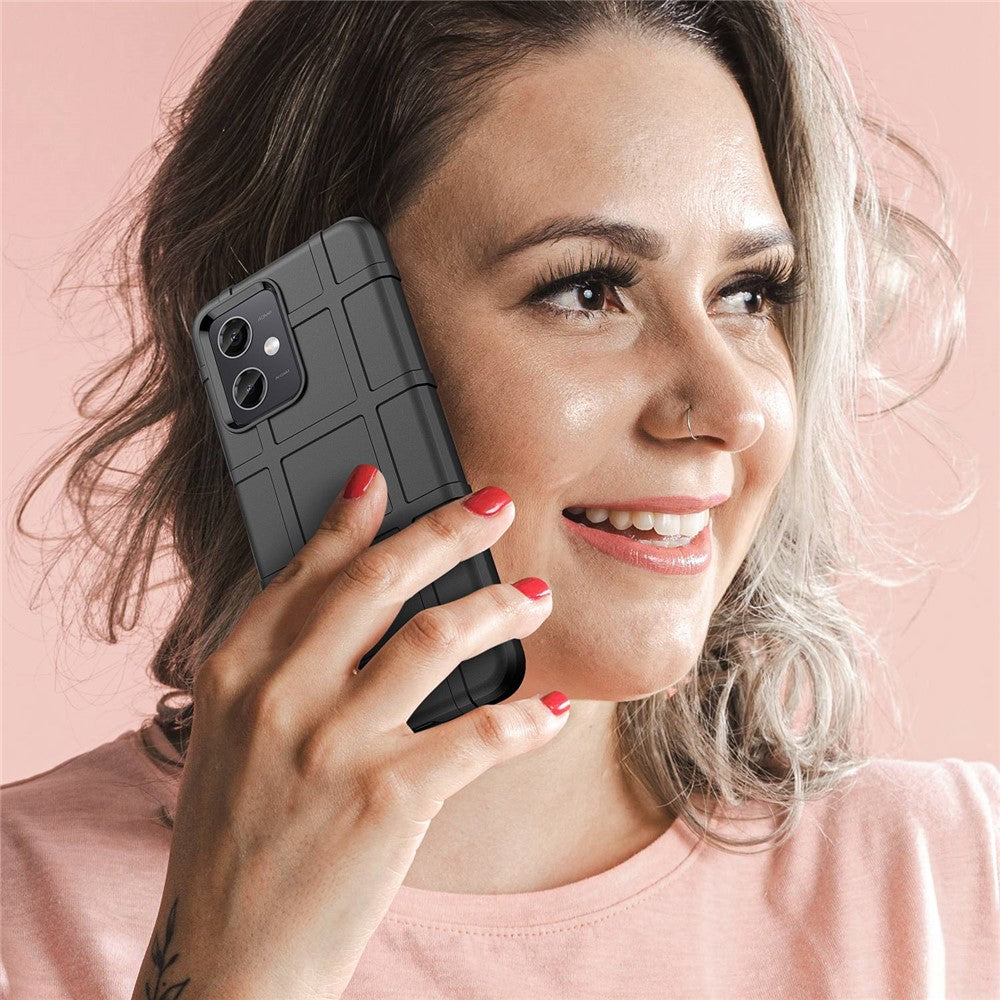 For Xiaomi Redmi Note 12 5G (Global) / (India) / (China) / Poco X5 5G Back Shell, Protective Phone Case Rugged Square Grid Texture Flexible TPU Cover