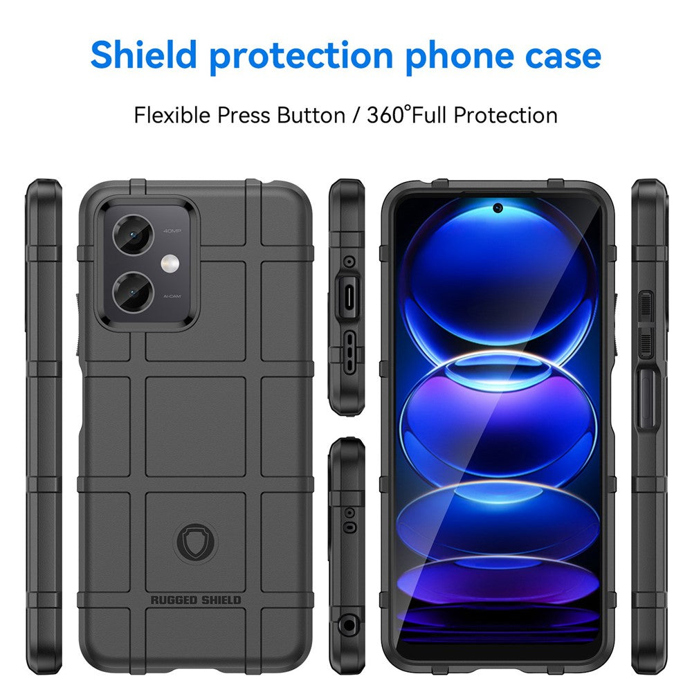 For Xiaomi Redmi Note 12 5G (Global) / (India) / (China) / Poco X5 5G Back Shell, Protective Phone Case Rugged Square Grid Texture Flexible TPU Cover