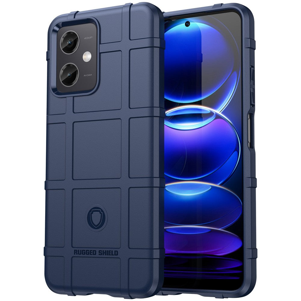 For Xiaomi Redmi Note 12 5G (Global) / (India) / (China) / Poco X5 5G Back Shell, Protective Phone Case Rugged Square Grid Texture Flexible TPU Cover
