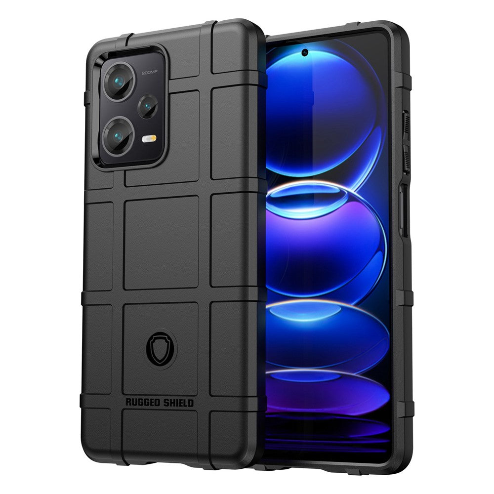 For Xiaomi Redmi Note 12 Pro+ 5G Protective Phone Case Rugged Square Grid Texture Anti-fall TPU Cover
