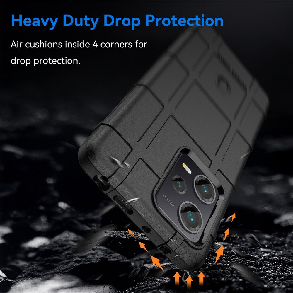 For Xiaomi Redmi Note 12 Pro+ 5G Protective Phone Case Rugged Square Grid Texture Anti-fall TPU Cover