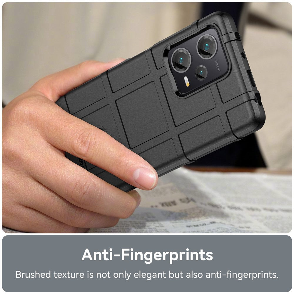 For Xiaomi Redmi Note 12 Pro+ 5G Protective Phone Case Rugged Square Grid Texture Anti-fall TPU Cover