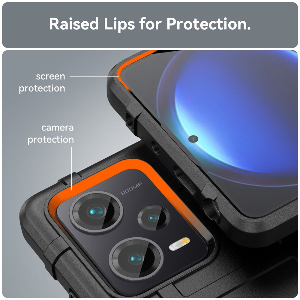 For Xiaomi Redmi Note 12 Pro+ 5G Protective Phone Case Rugged Square Grid Texture Anti-fall TPU Cover