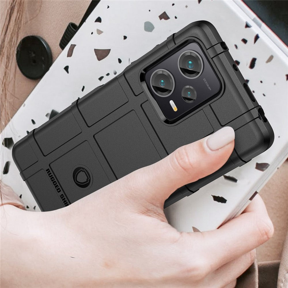 For Xiaomi Redmi Note 12 Pro+ 5G Protective Phone Case Rugged Square Grid Texture Anti-fall TPU Cover