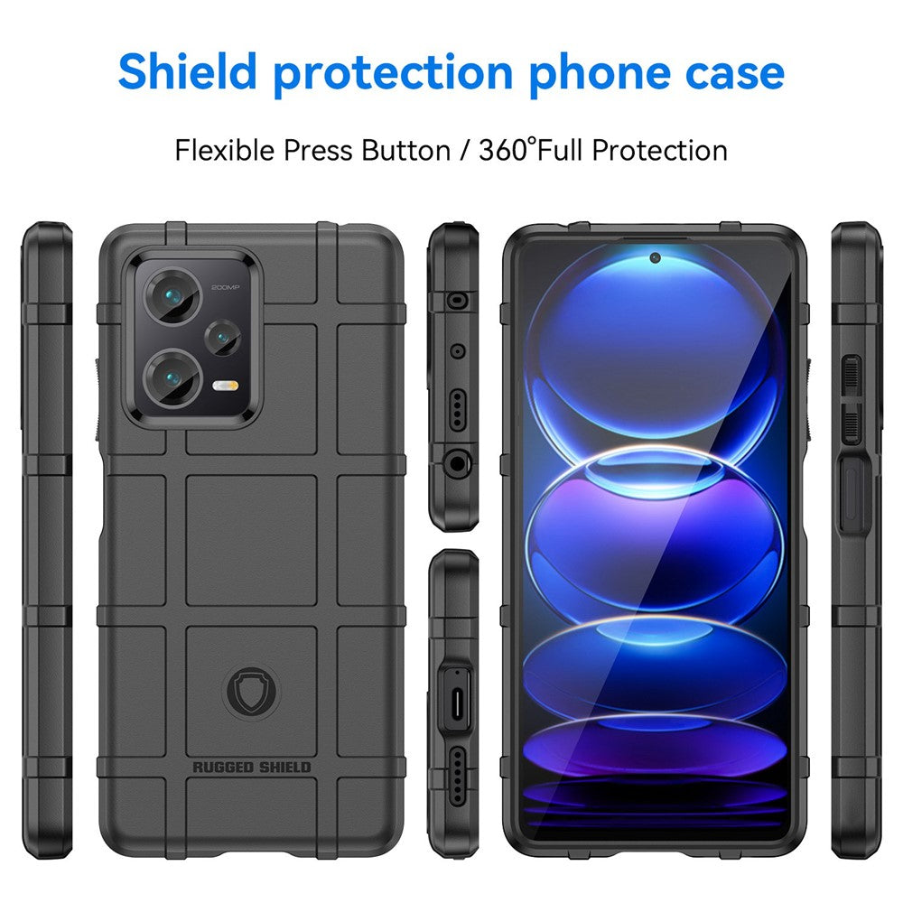 For Xiaomi Redmi Note 12 Pro+ 5G Protective Phone Case Rugged Square Grid Texture Anti-fall TPU Cover