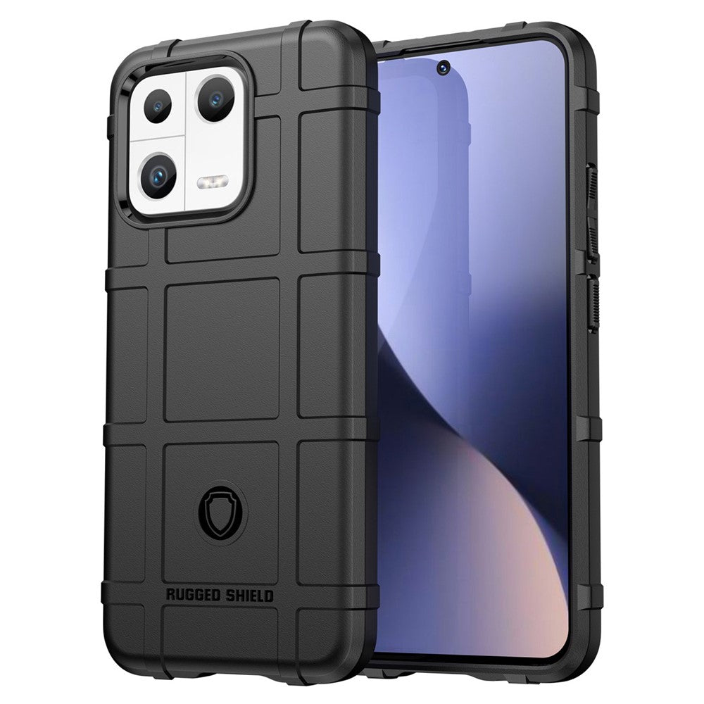 Protective Shell for Xiaomi 13 Rugged Square Grid Texture Collision Resistant TPU Cover Phone Case