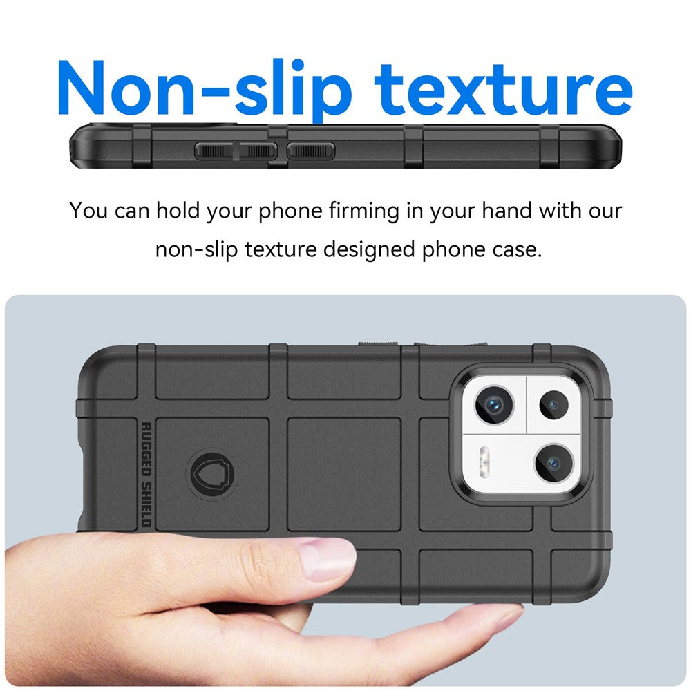 Protective Shell for Xiaomi 13 Rugged Square Grid Texture Collision Resistant TPU Cover Phone Case