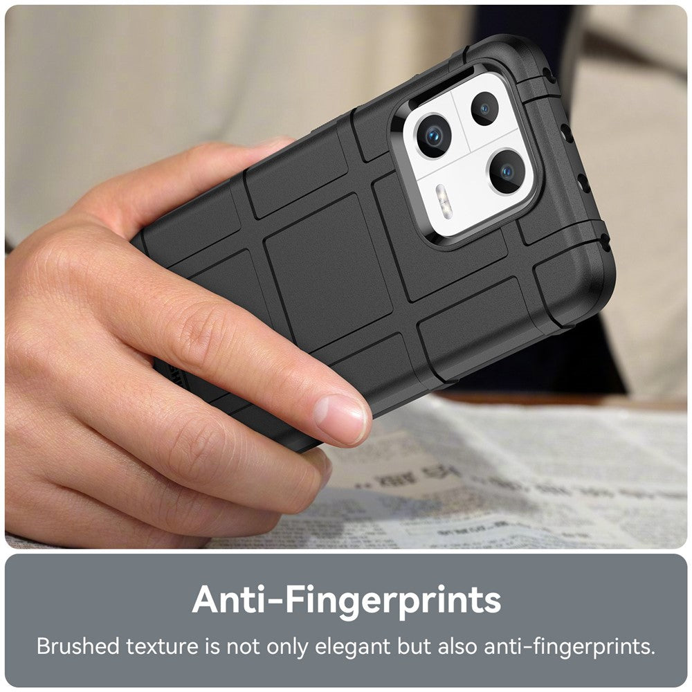 Protective Shell for Xiaomi 13 Rugged Square Grid Texture Collision Resistant TPU Cover Phone Case