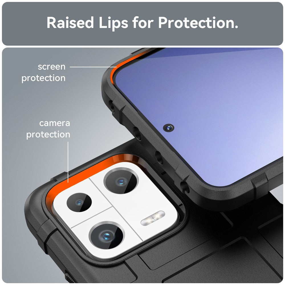 Protective Shell for Xiaomi 13 Rugged Square Grid Texture Collision Resistant TPU Cover Phone Case