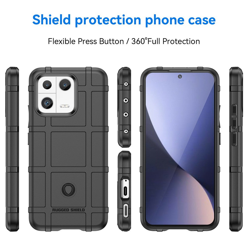 Protective Shell for Xiaomi 13 Rugged Square Grid Texture Collision Resistant TPU Cover Phone Case