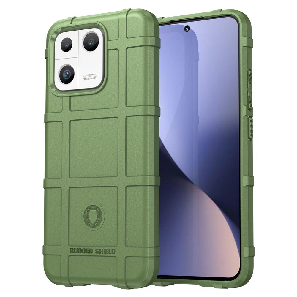 Protective Shell for Xiaomi 13 Rugged Square Grid Texture Collision Resistant TPU Cover Phone Case