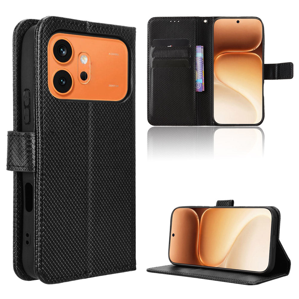 For Honor 600 Pro 5G / Honor 600 5G Leather Wallet Case with Strap Diamond Texture Phone Cover