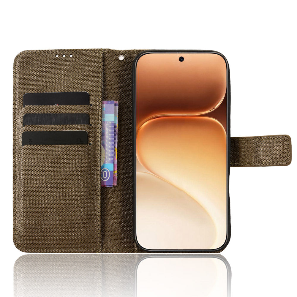 For Honor 600 Pro 5G / Honor 600 5G Leather Wallet Case with Strap Diamond Texture Phone Cover