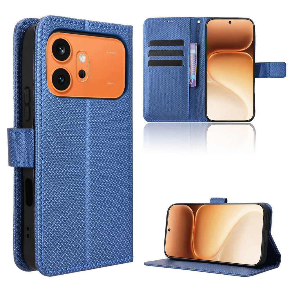 For Honor 600 Pro 5G / Honor 600 5G Leather Wallet Case with Strap Diamond Texture Phone Cover