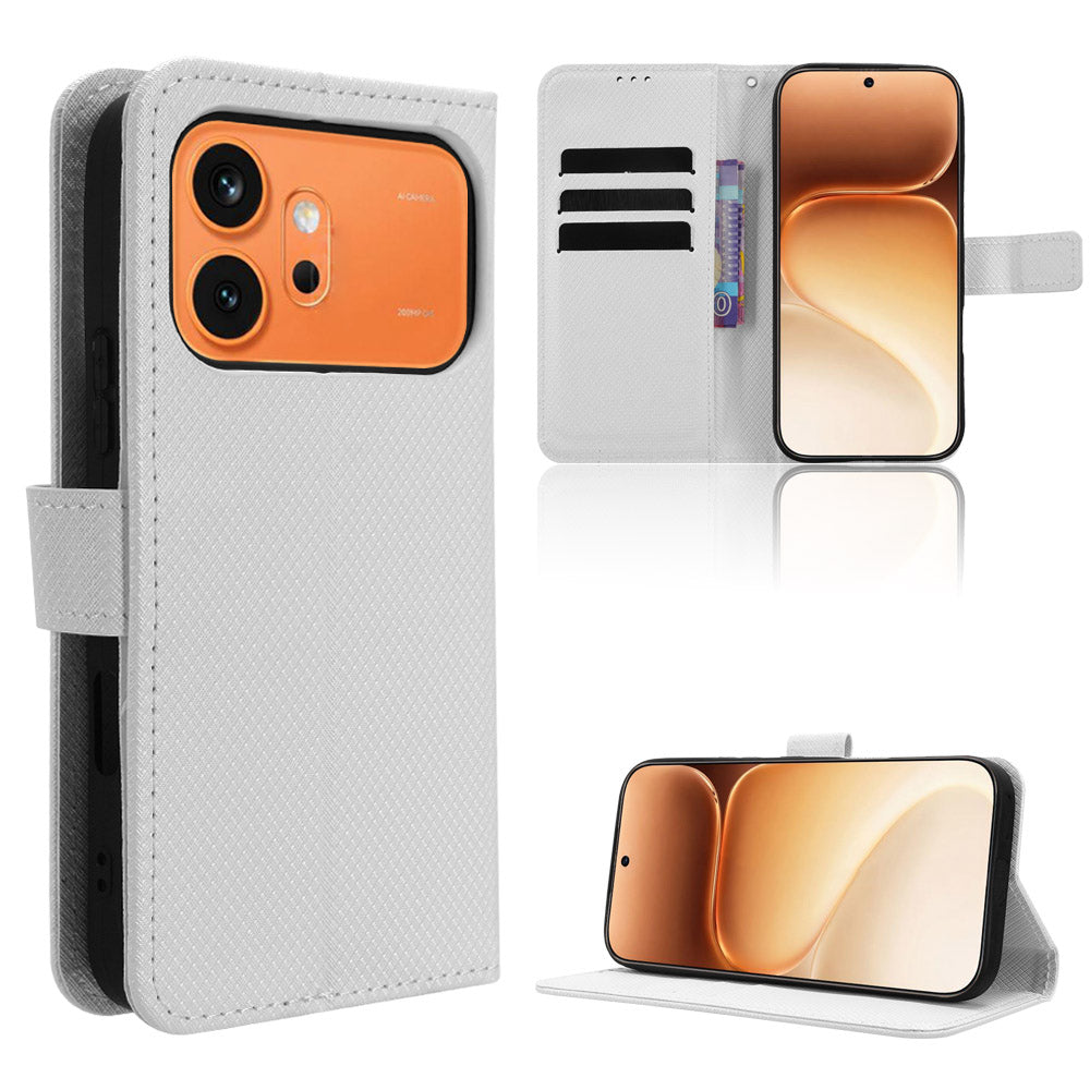 For Honor 600 Pro 5G / Honor 600 5G Leather Wallet Case with Strap Diamond Texture Phone Cover