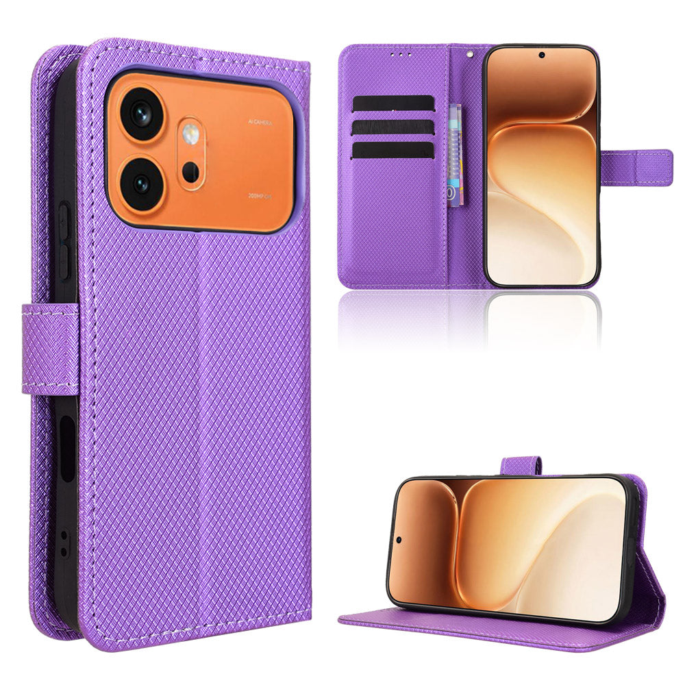 For Honor 600 Pro 5G / Honor 600 5G Leather Wallet Case with Strap Diamond Texture Phone Cover