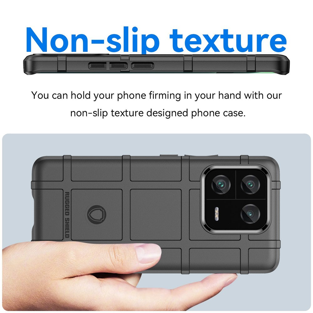 For Xiaomi 13 Pro 5G Rugged Square Grid Texture Anti-collision TPU Cover Protective Phone Case