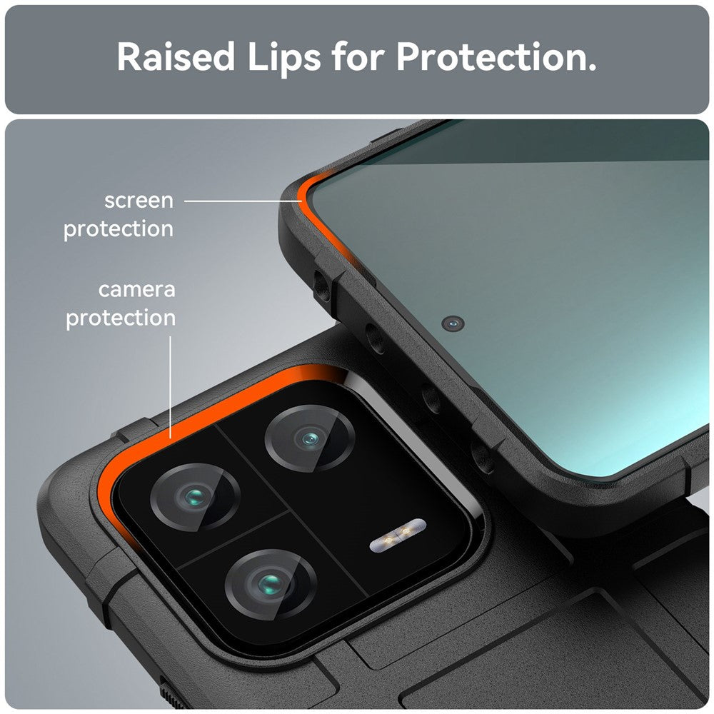 For Xiaomi 13 Pro 5G Rugged Square Grid Texture Anti-collision TPU Cover Protective Phone Case