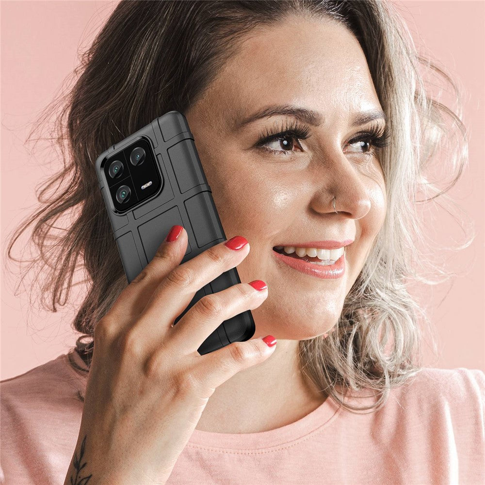 For Xiaomi 13 Pro 5G Rugged Square Grid Texture Anti-collision TPU Cover Protective Phone Case