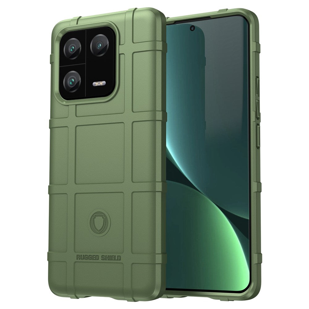 For Xiaomi 13 Pro 5G Rugged Square Grid Texture Anti-collision TPU Cover Protective Phone Case