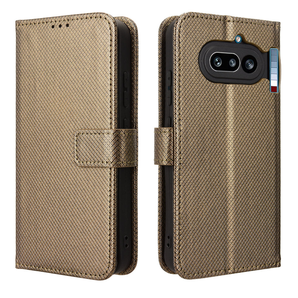 For Nothing Phone (4a) Leather Wallet Case with Strap Diamond Texture Phone Cover