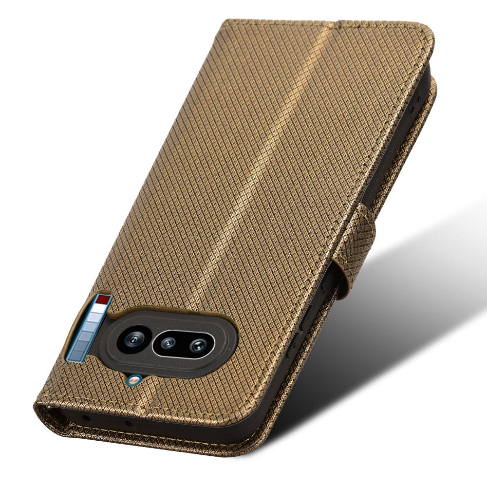 For Nothing Phone (4a) Leather Wallet Case with Strap Diamond Texture Phone Cover