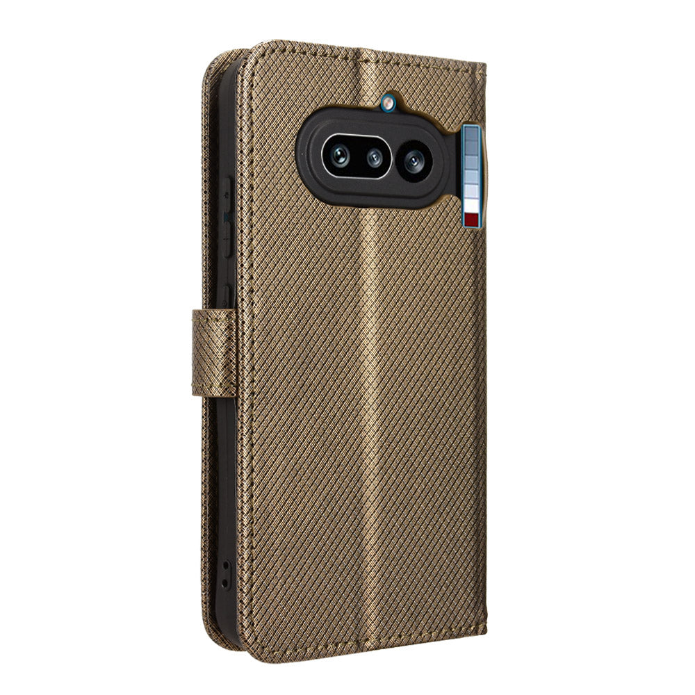 For Nothing Phone (4a) Leather Wallet Case with Strap Diamond Texture Phone Cover