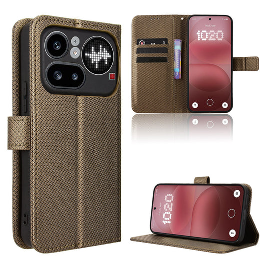 For Nothing Phone (4a) Pro Leather Wallet Case with Strap Diamond Texture Phone Cover