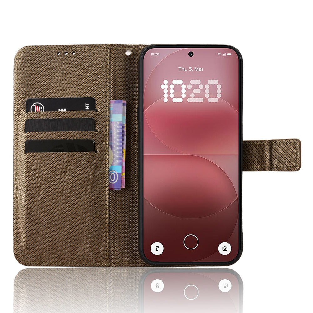 For Nothing Phone (4a) Pro Leather Wallet Case with Strap Diamond Texture Phone Cover