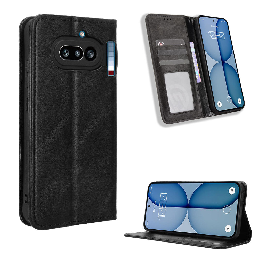 Nothing Phone (4a) Wallet-Handyhülle – Aus strapazierfähigem PU-Leder, mit Standfunktion & integriertem Portemonnaie